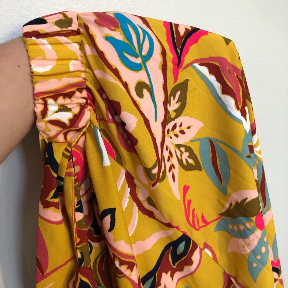 *NWOT* LOFT Women’s M Mustard Yellow Floral Paisley Tie Waist Slit Maxi Skirt - Picture 13 of 13